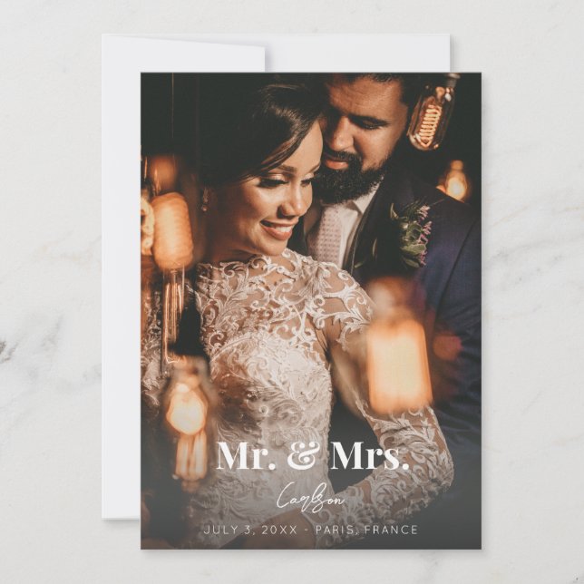 Mariage de la typographie Faire-part M & Mme V2 (Devant)