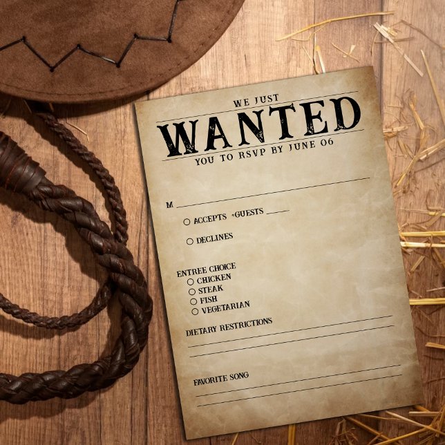 Mariage de l'affiche Recherchée vintage RSVP (Vintage Wanted Poster Wedding RSVP)