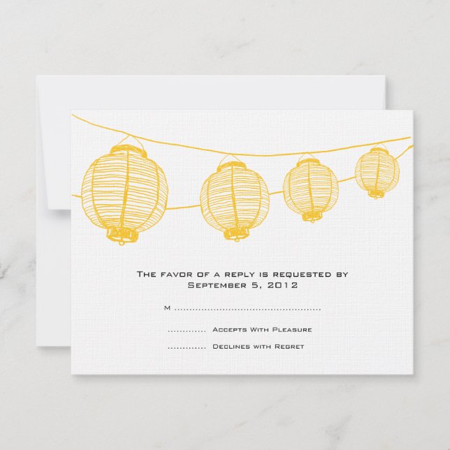 Mariage de lanternes jaunes et blanches RSVP (Devant)