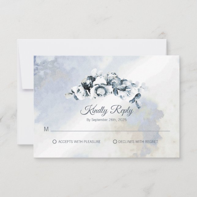 Mariage de l'aquarelle florale gris rustique RSVP (Devant)