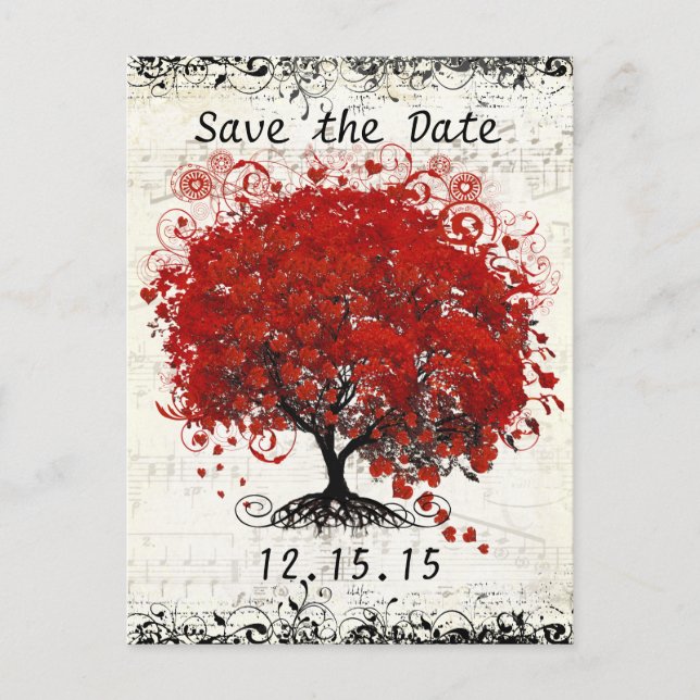 Mariage de l'Arbre Rouge - Faire-Part de Date de S (Devant)