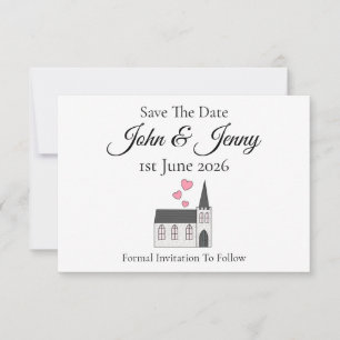 Mariage de l'Église mignonne Enregistrer la date