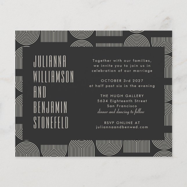 Mariage de lignes d'arche noire géométrique modern (Devant)