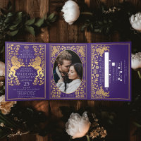 Mariage de Lion Médiéval Violet Royal Tri-Fold