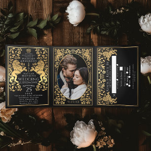 Mariage de Lion Royal Médiéval Noir Tri-Fold