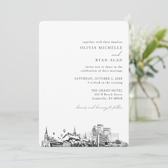 Mariage de Louisville Elegant Skyline Invitation (Debout devant)