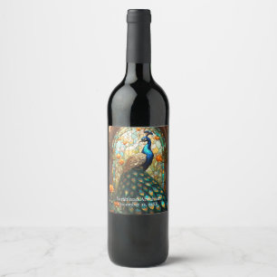 Mariage de Luxe : Étiquettes de Vin Paon en Verre