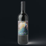 Mariage de luxe : Étiquettes de vin Peacock en ver<br><div class="desc">Imaginez une série de étiquettes de vin avec des représentations de paons en vitrail. Chaque étiquette est une oeuvre d'art miniature, capturant la beauté majestueuse de ces magnifiques oiseaux dans des couleurs vives et des lignes délicates qui rappellent l'artisanat traditionnel du vitrail. Le point central de chaque étiquette est un...</div>