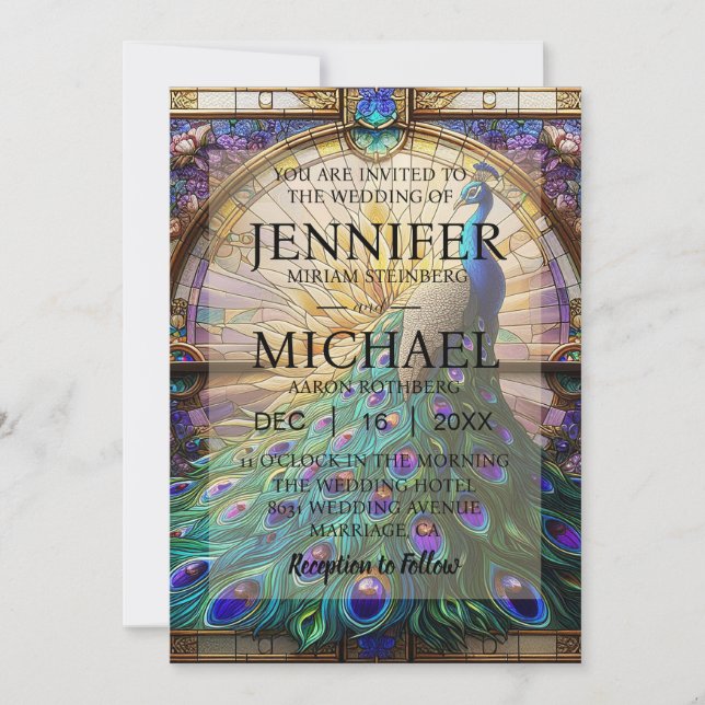 Mariage de luxe : Majestic Peacock Invitations (Devant)