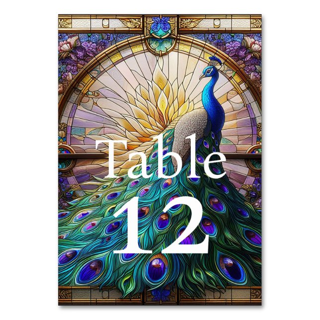 Mariage de Luxe : Numéros de Table Paon (Par défaut)