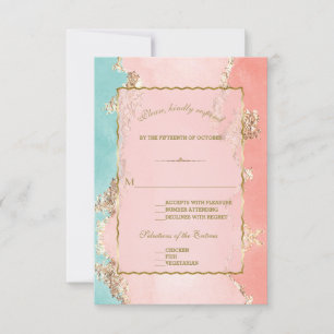 Mariage de luxe Pastel Aquarelle Or Huile RSVP