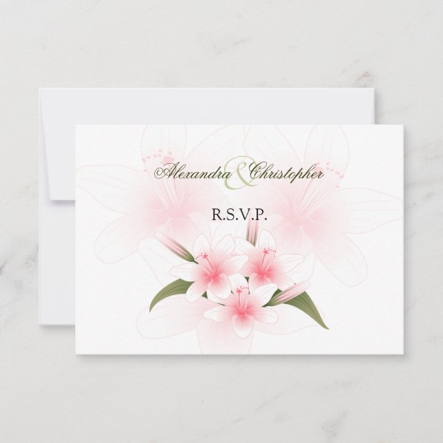 Mariage de Lys rose et blanc RSVP (Devant)