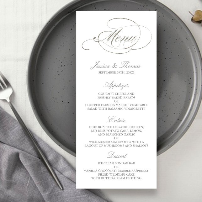 Mariage de menu Chic Faux Argent Modèle (Créateur téléchargé)