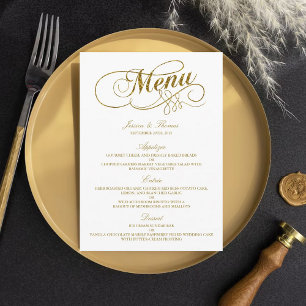 Mariage de menu Chic Faux Gold Foil Modèle
