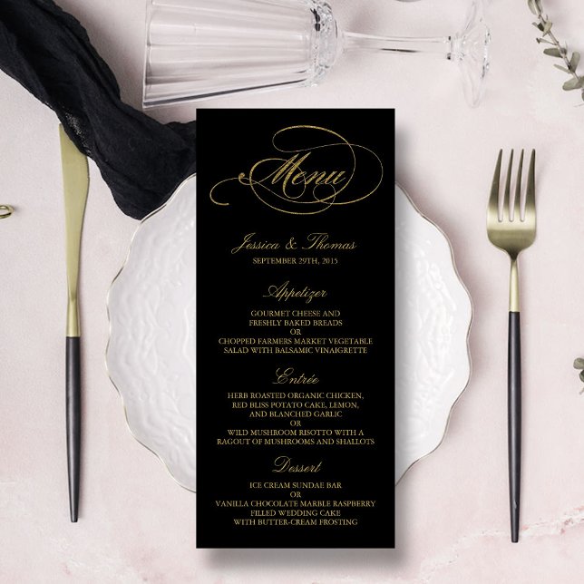 Mariage de menu Chic Faux Gold Foil Modèle (Créateur téléchargé)