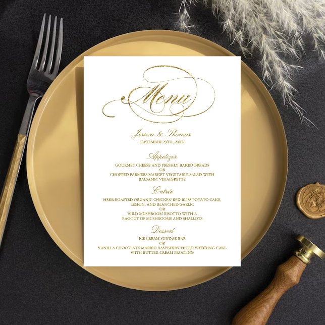 Mariage de menu Chic Faux Gold Foil Modèle (Créateur téléchargé)