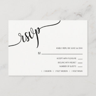 Mariage de menu RSVP Black White moderne
