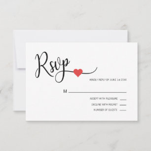 Mariage de menu RSVP moderne et classique ROUGE & 