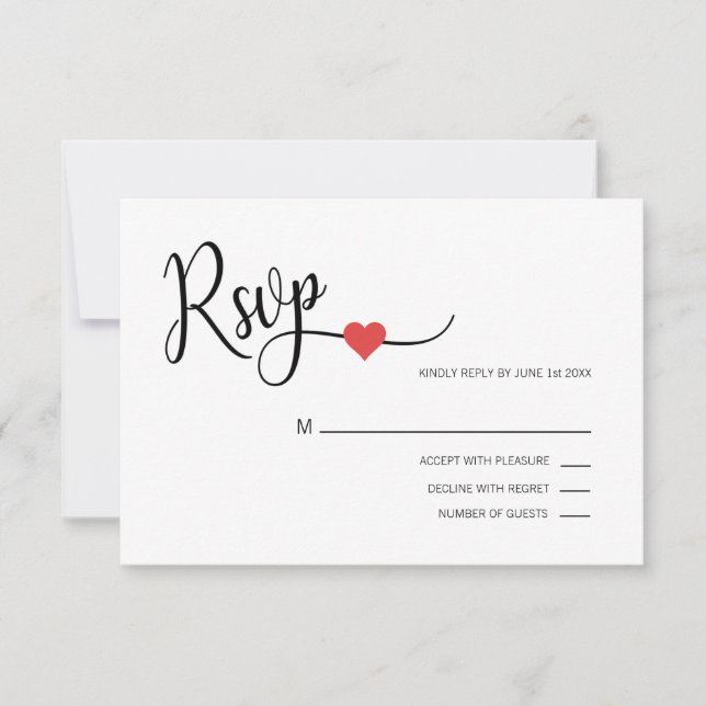 Mariage de menu RSVP moderne et classique ROUGE &  (Devant)