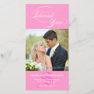 Mariage de MERCI CARTE PHOTO PINK INITIAL SCRIPT