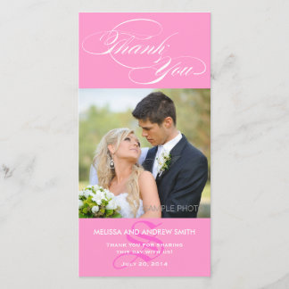 Mariage de MERCI CARTE PHOTO PINK INITIAL SCRIPT