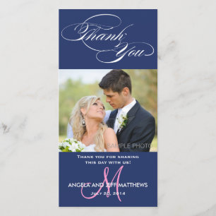 MARIAGE de MERCI de CARTE PHOTO BLEU INITIAL