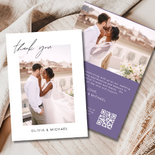 Mariage de Merci de Carte photo de code QR violet