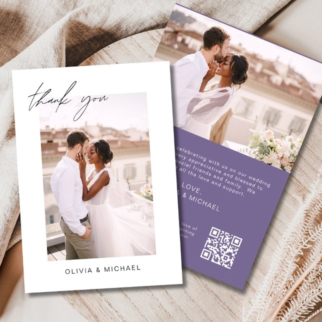 Mariage de Merci de Carte photo de code QR violet (Créateur téléchargé)