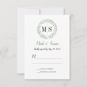 Mariage de monogramme de couronne verte RSVP