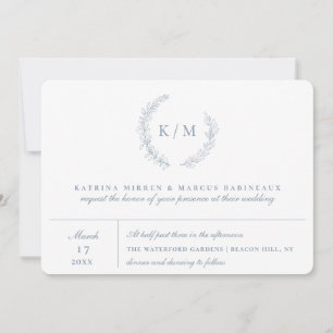 Mariage de monogramme de serrure en feuillage bleu