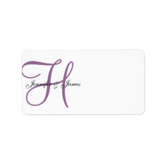 Mariage de monogramme Étiquettes de adresse pourpr