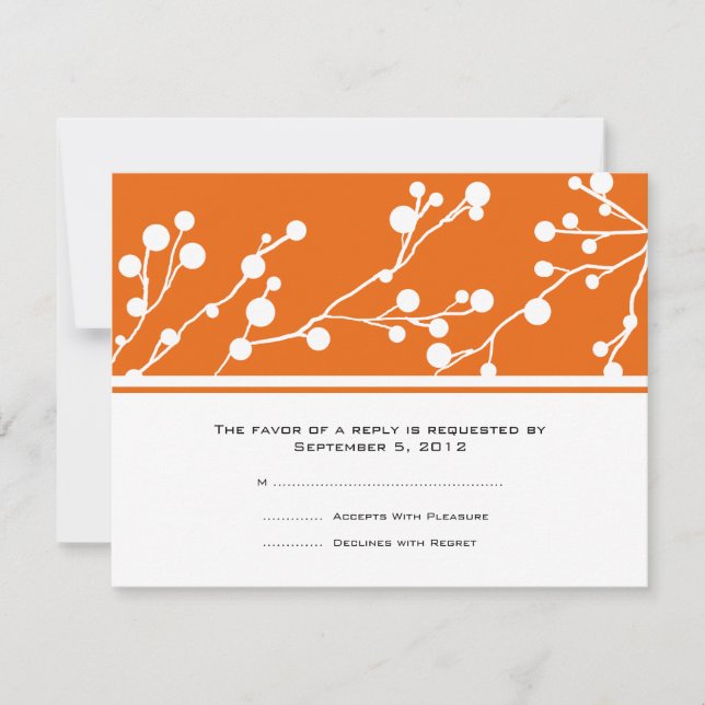 Mariage de monogramme floral orange et blanc RSVP (Devant)