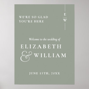 Mariage de Monogramme moderne Sage Green Affiche d