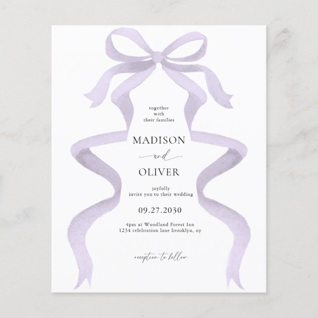 MARIAGE de monogramme violet Élégant BUDGET (Devant)