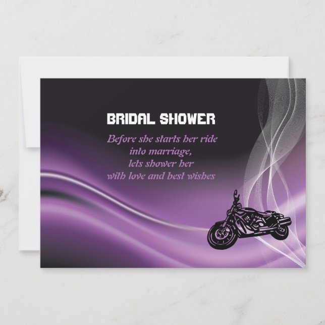 Mariage de motocycliste violet invitation à la dou (Devant)
