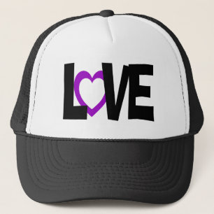 Mariage de mots coeur d'amour violet casquette