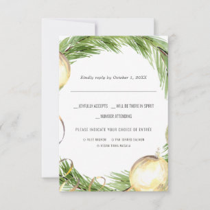 Mariage de Noël Aquarelle RSVP avec choix de rep
