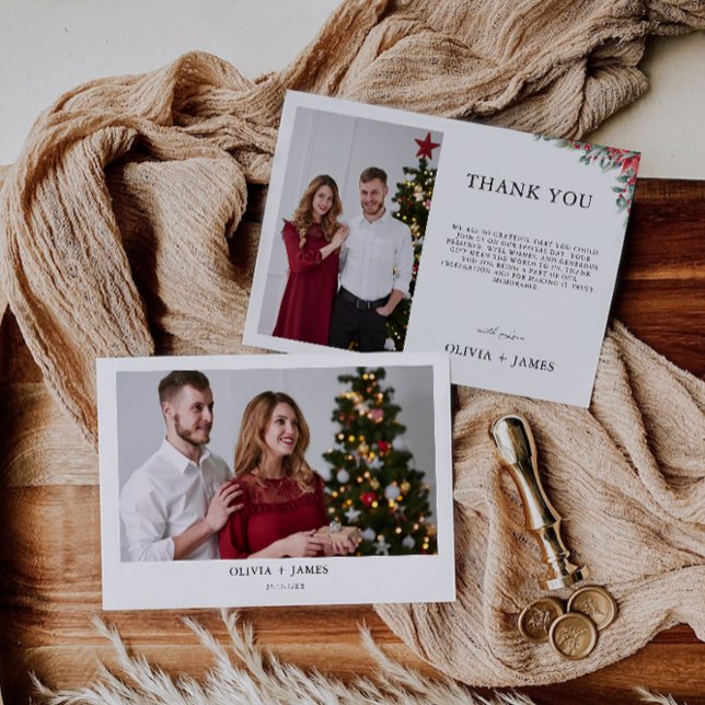 Mariage de Noël Carte de remerciements (Christmas Wedding Thank You Card)