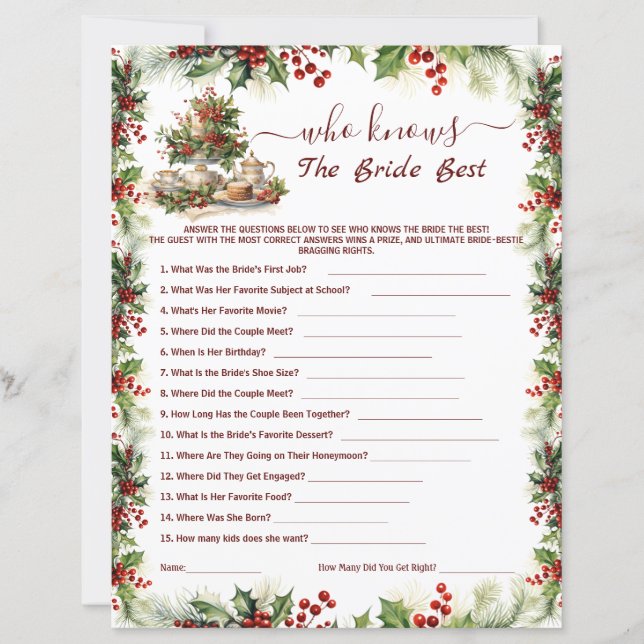 Mariage de Noël douche de la mariée qui connaît la (Devant)