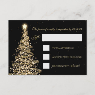 Mariage de Noël élégant RSVP Gold Black