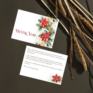 Mariage de Noël hivernal poinsettia or merci
