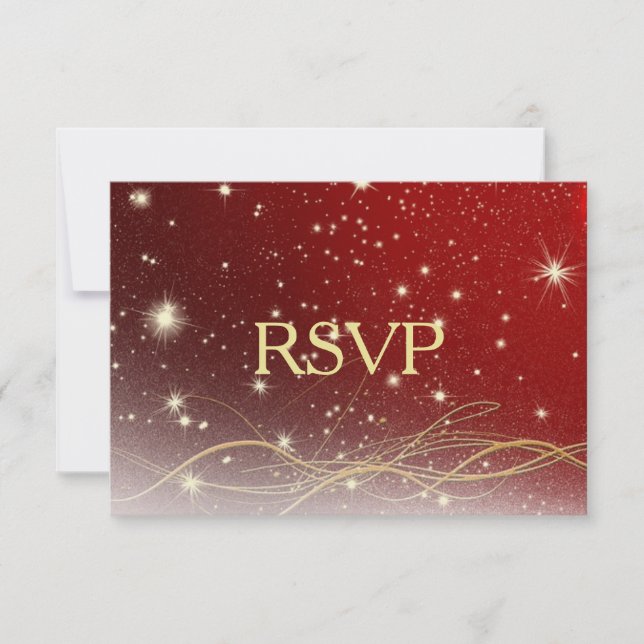 Mariage de Noël rouge et or RSVP (Devant)