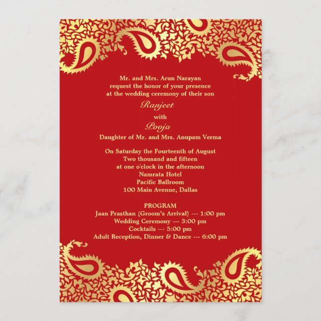 Mariage de Paisley avec invitation plate programme (Devant)