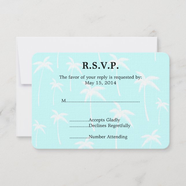 Mariage de palmiers bleus et blancs RSVP (Devant)