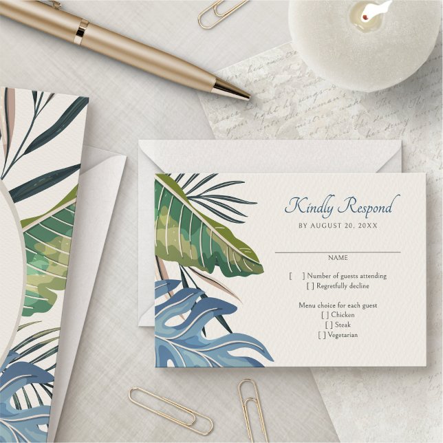 Mariage de palmiers tropicaux de plage RSVP (Créateur téléchargé)