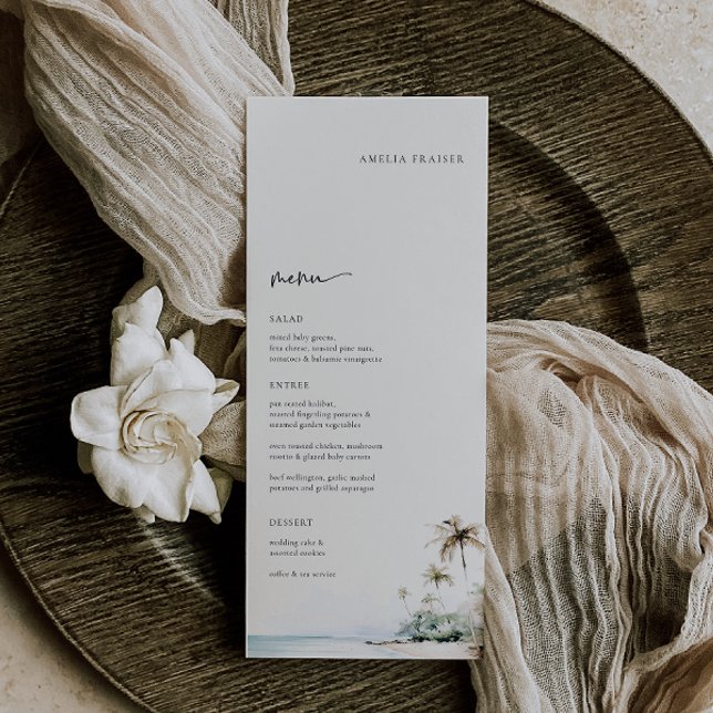 Mariage de palmiers tropicaux Menu Place Card (Créateur téléchargé)