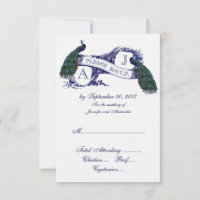 Mariage de paon bleu marine RSVP