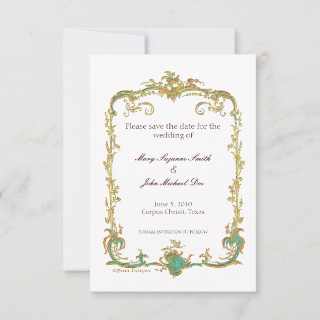 Mariage de paon Enregistrer la date Invitation (Devant)