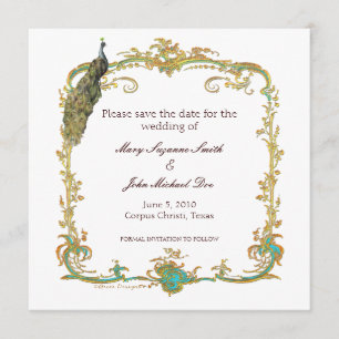 Mariage de paon Enregistrer la date Invitation