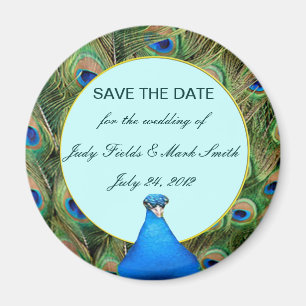 Mariage de paon Enregistrer la date Magnet